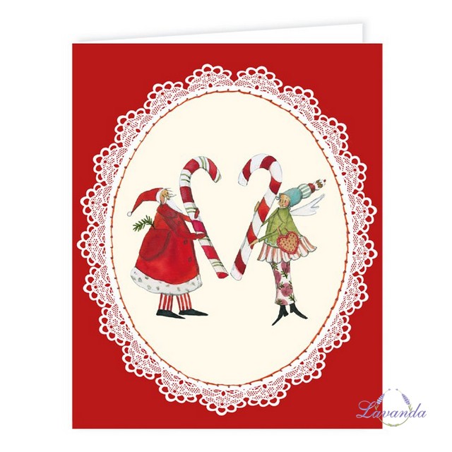 Darčeková kartička Santa , Anjel a sladké Vianoce