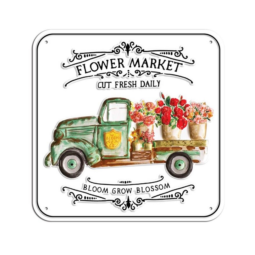 Kovová tabuľka Flower Market