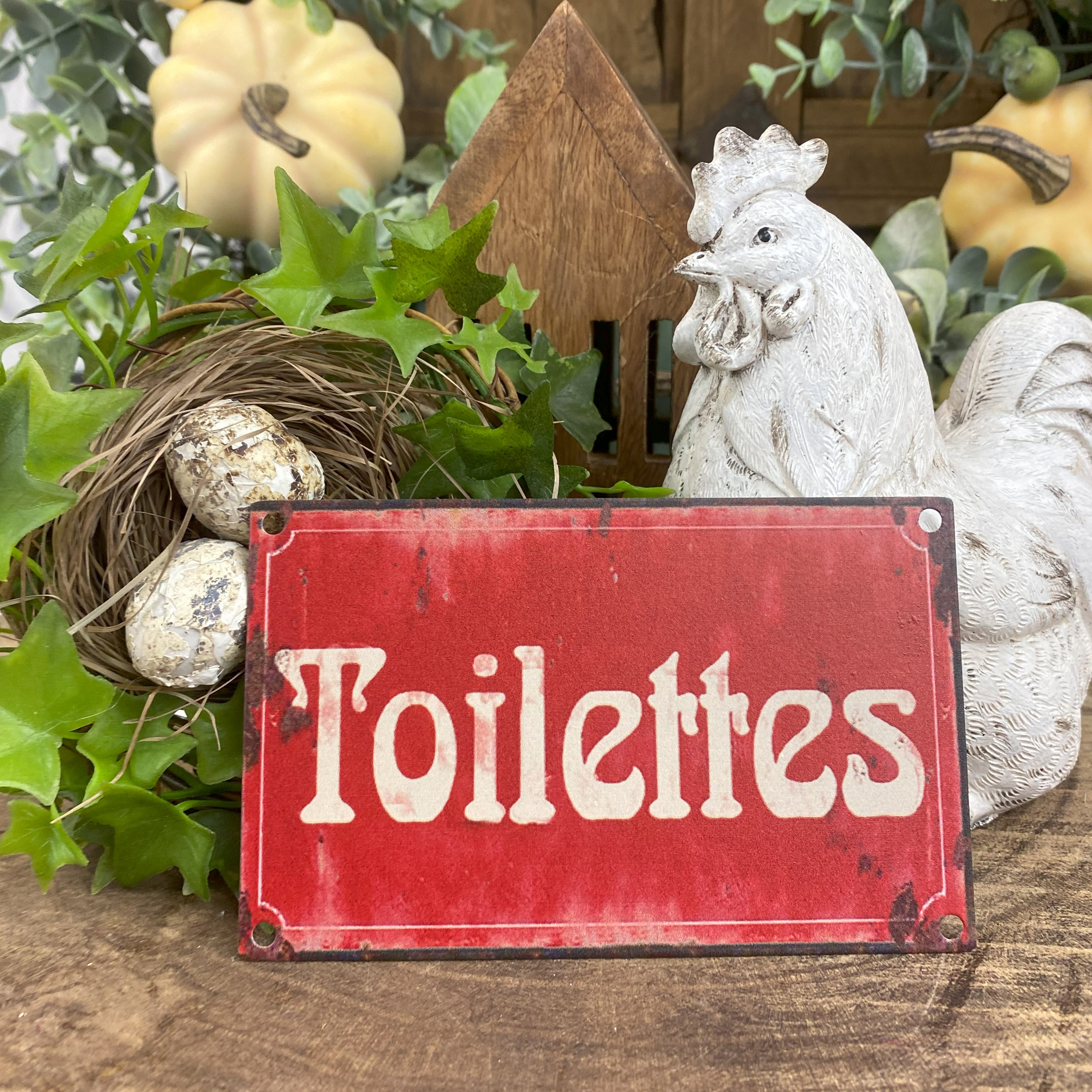 Vintage kovová tabuľka "Toilettes " - Toaleta