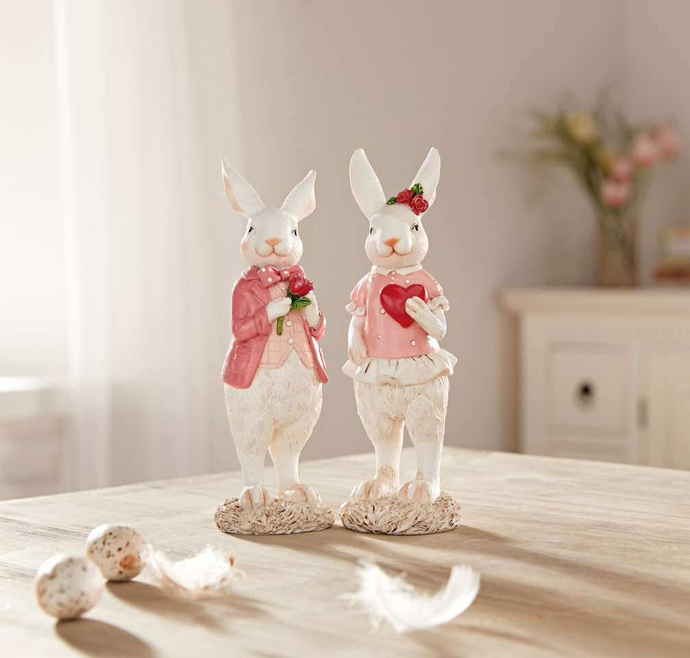 Veľkonočná dekorácia Zajačik a Zajačica, sada 2 ks
