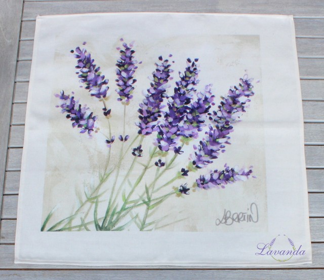 Obrus v prírodných farbách LAVANDA, 50 x 50 cm - 8 kvetov