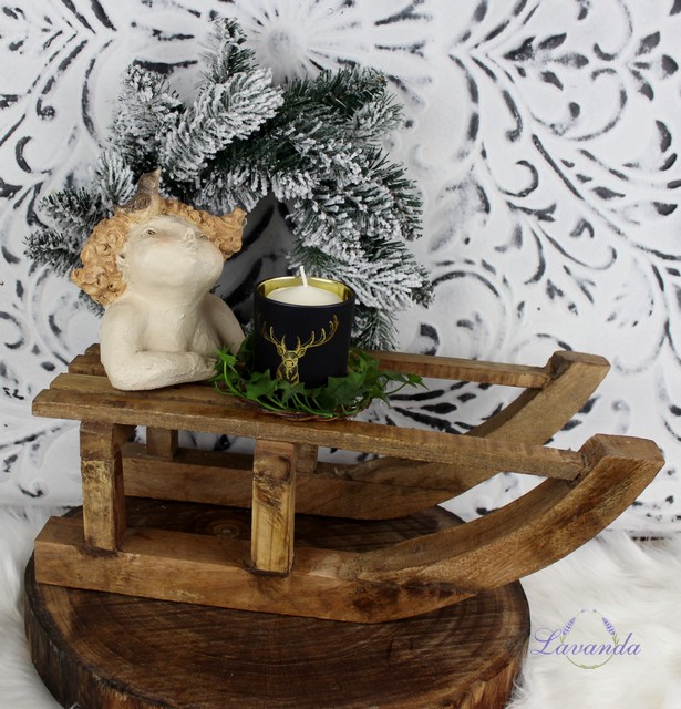 Vianočná dekorácia drevené sánky, 40 cm