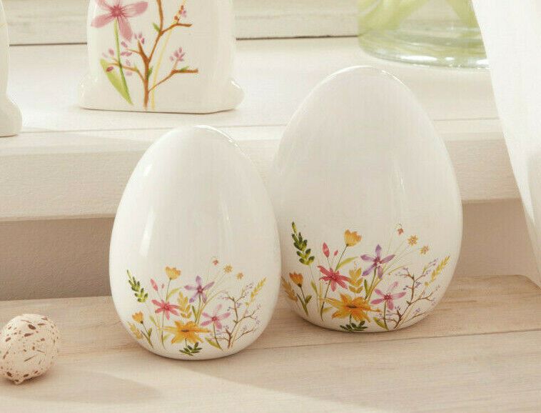 Jarná dekorácia porcelánové vajce s kvietkami, sada 2 kusy