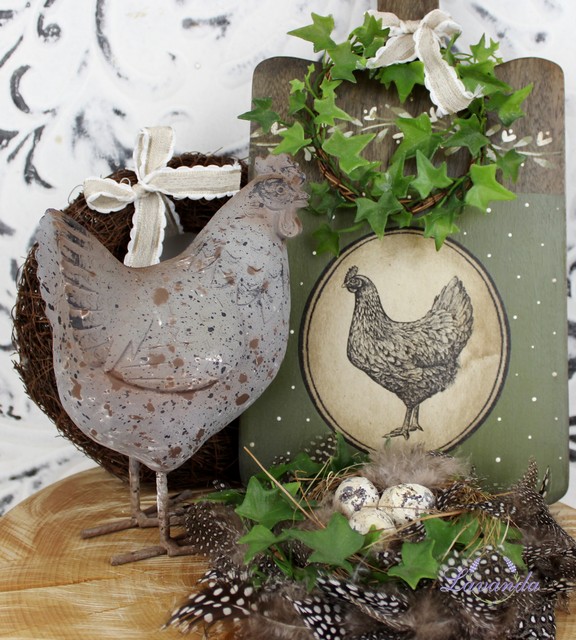 Dekorácia vintage sliepočka