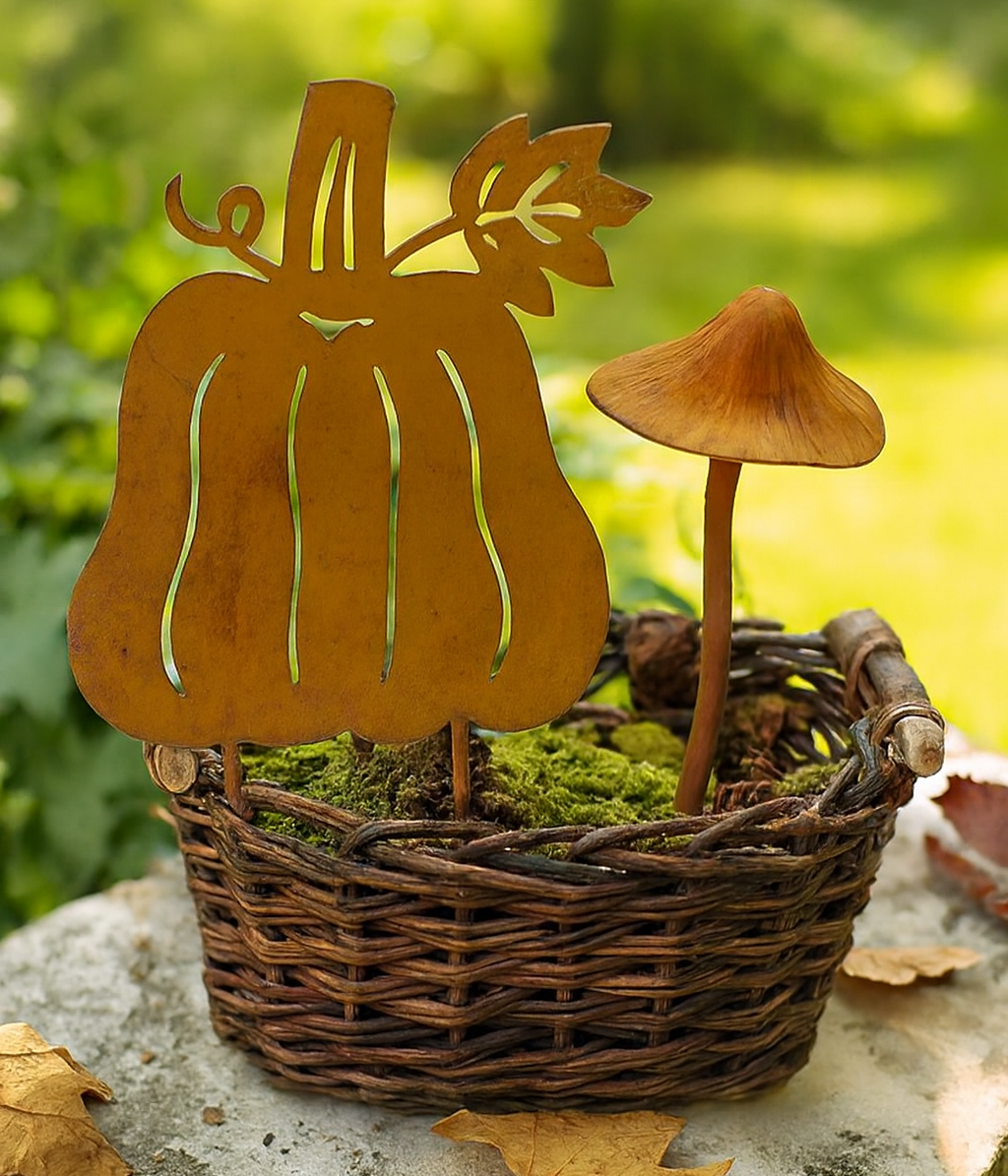 Kovová dekorácia na zapichnutie Tekvica, vzor 2