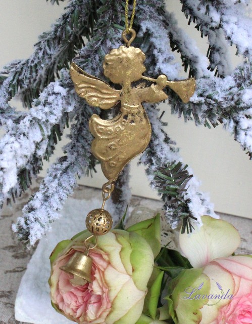 Vianočné ozdoby kovové  antická zlatá, sada 12 ks
