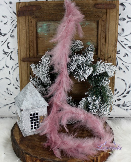 Vianočná pierková girlanda, 110 cm, ružová