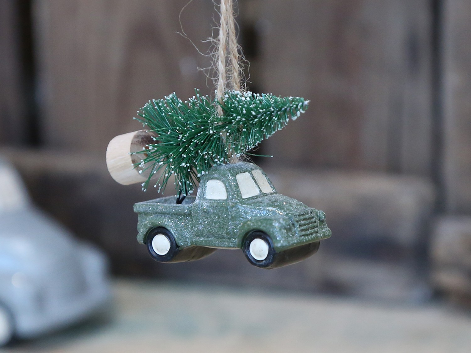 Vianočná ozdoba auto so stromčekom, Christmas tree