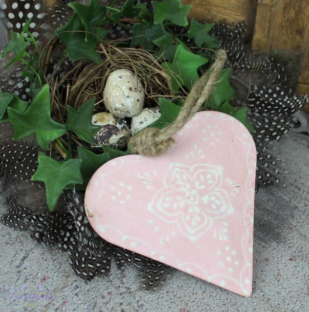 Kovová dekorácia  Srdce Ornament  Rose, 10 cm