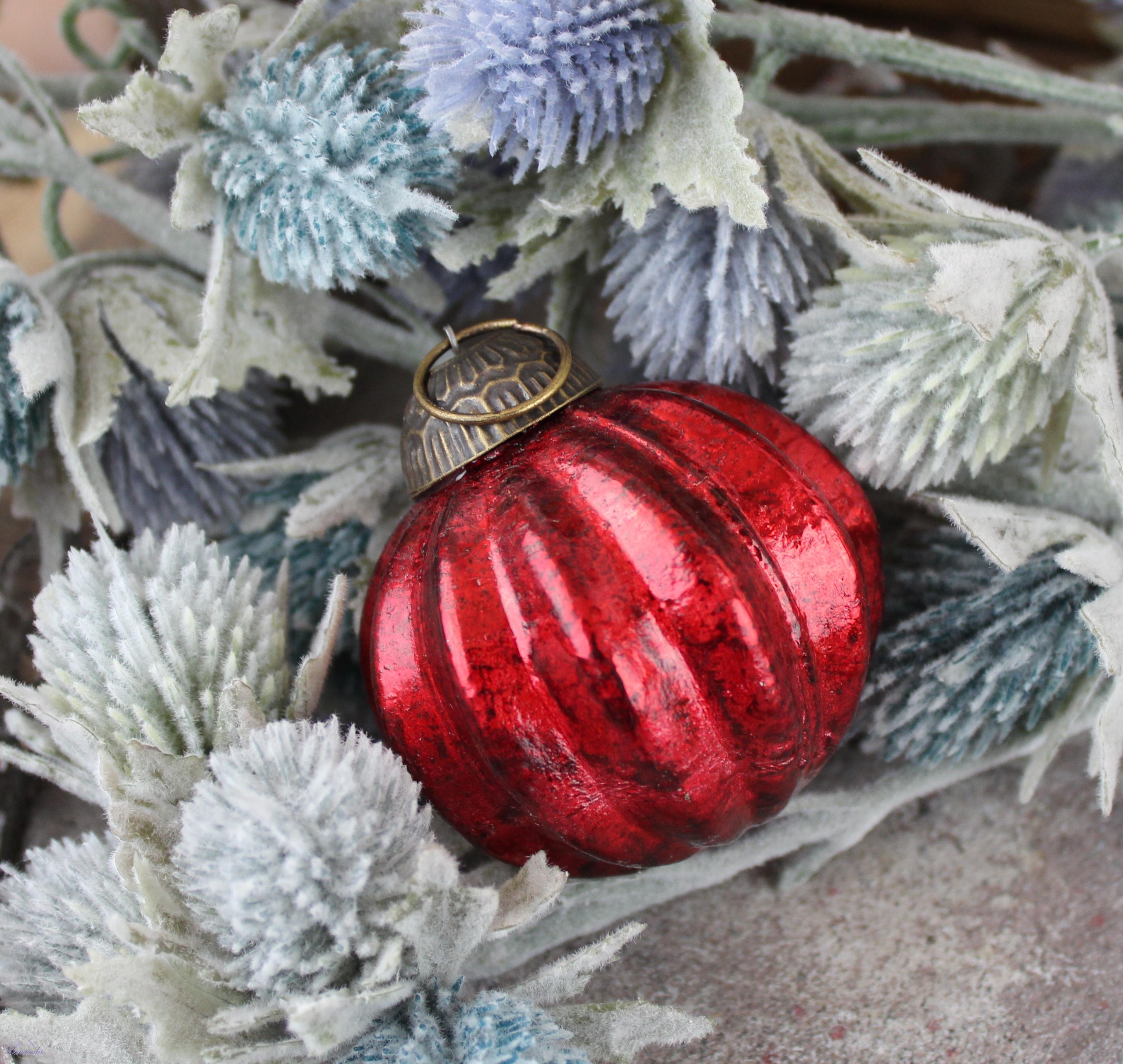 Sklenená vianočná guľa Melone, červená 6 cm