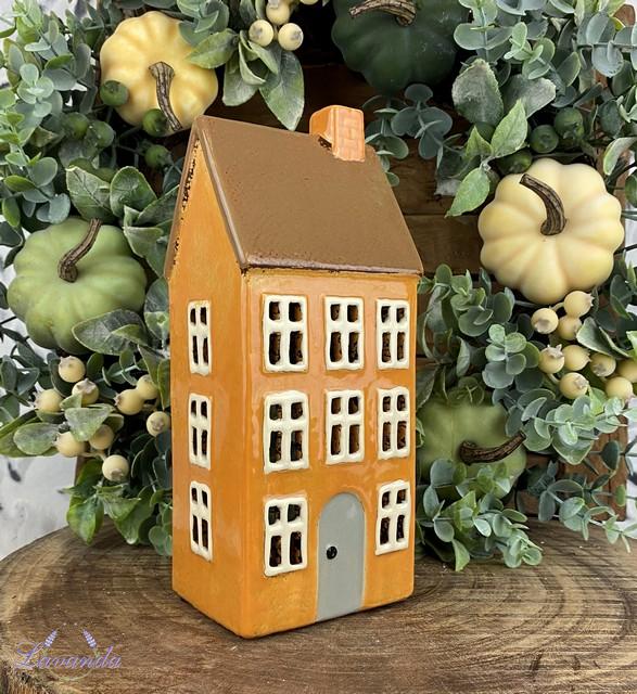 Keramická lucerna Dom s hnedou strechou