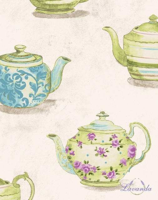 Látka Teapot Bleu s čajníkmi