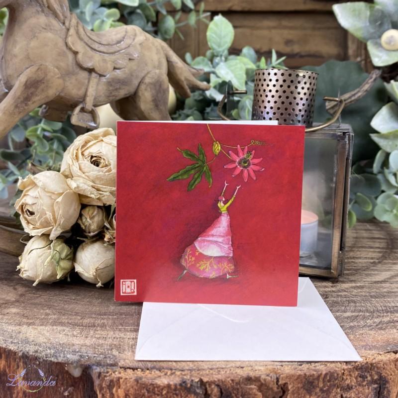 Darčeková kartička Madame a ružový kvet