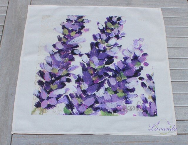 Obrus v prírodných farbách LAVANDA, 50 x 50 cm - 4 kvety