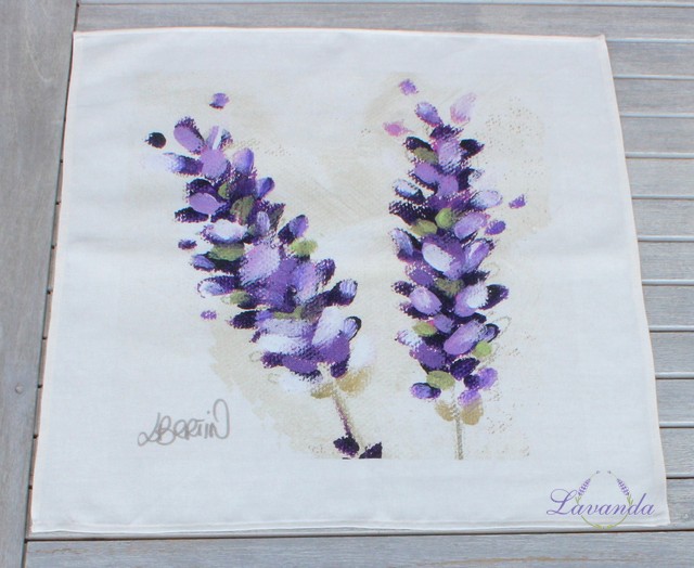 Obrus v prírodných farbách LAVANDA, 50 x 50 cm -  2 kvety