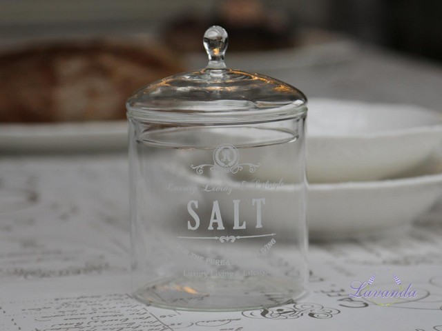 Sklenená nádobka na soľ Salt