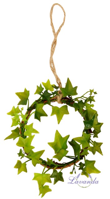 Green hanging wreath, 15 cm (Decorative wreath with green leaves)