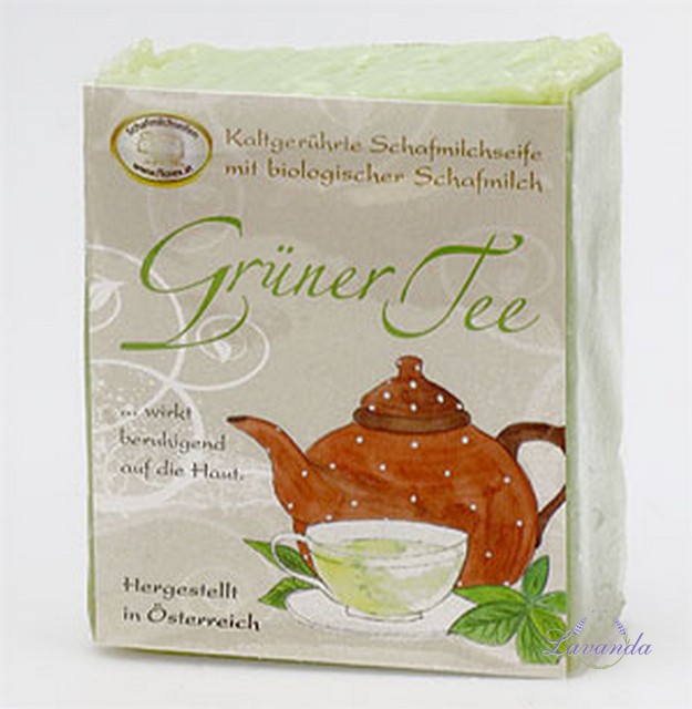Tepelne neupravované mydlo Schafmilchseife Zelený čaj, 150 gr