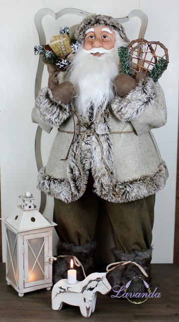 Santa Claus so snežnicami šedý, veľký 80 cm