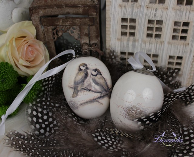 Dekoratívne keramické vajíčko Vtáčiky
