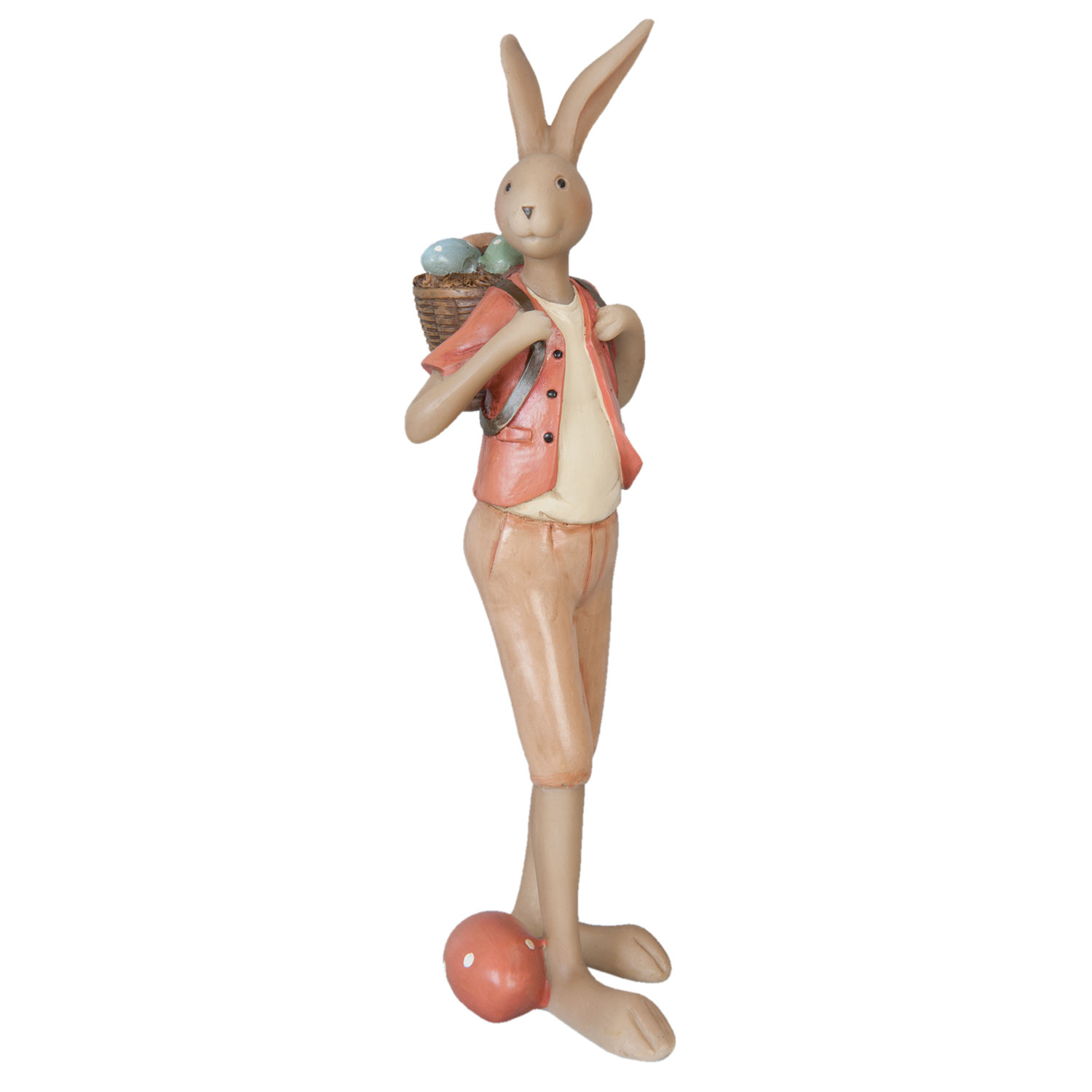 Zajac s košíkom vajíčok, 24 cm