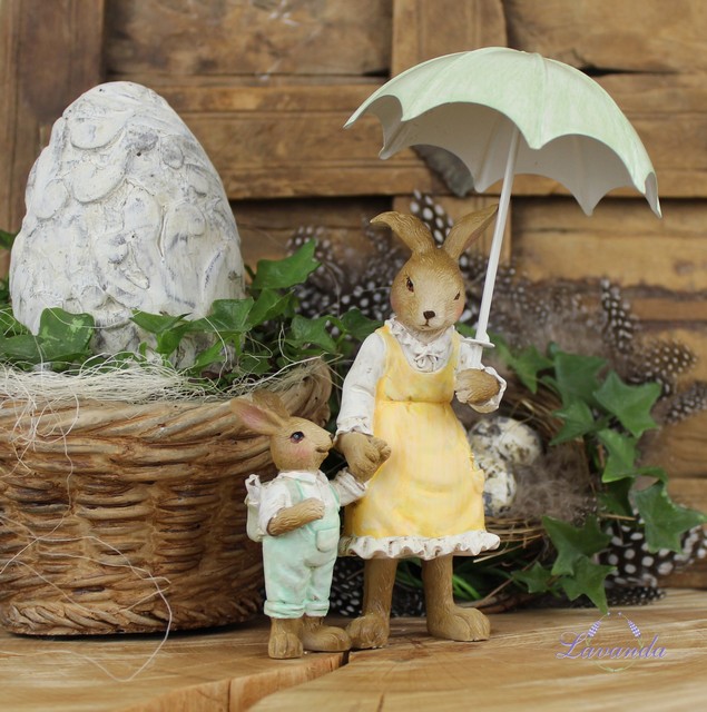 Dekorácia Zajačica s malým zajačikom