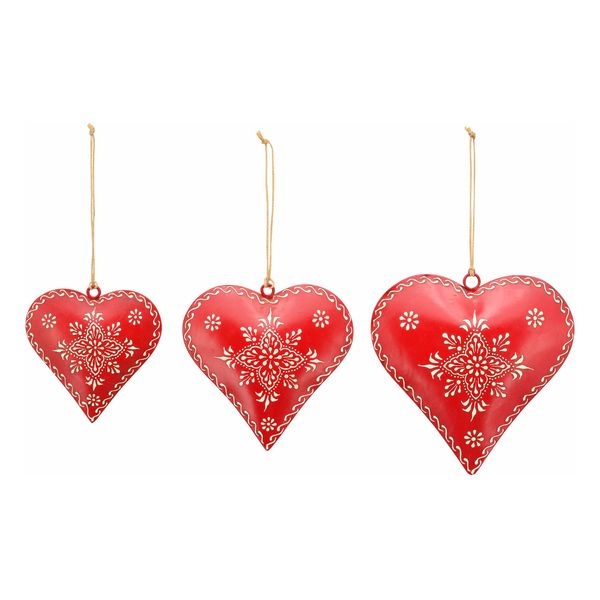 Kovové červené srdce Ornament, 12 cm