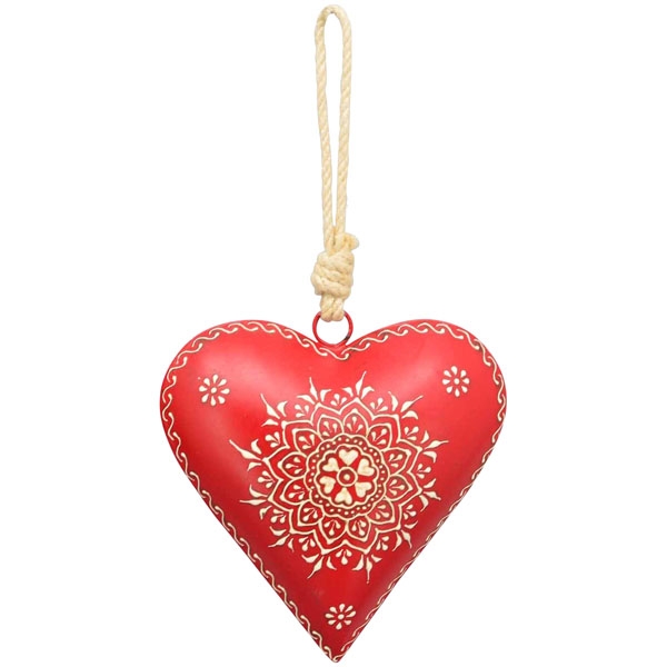 Kovové červené srdce Ornament, 15 cm
