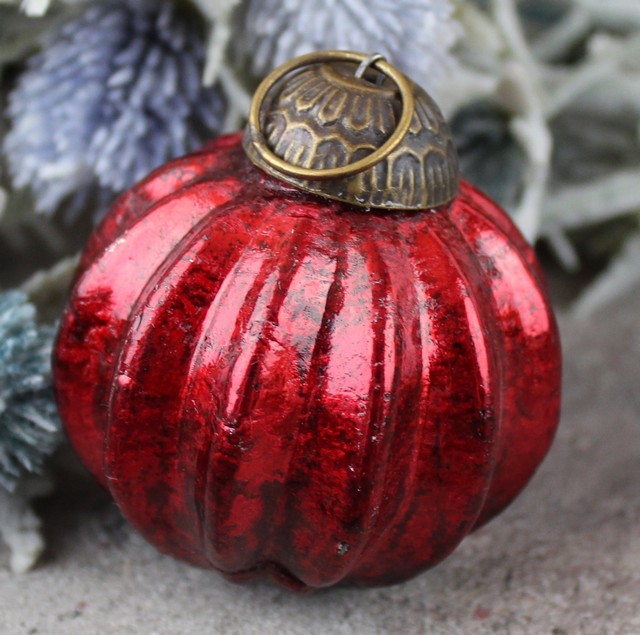 Sklenená vianočná guľa Melone, červená  8 cm