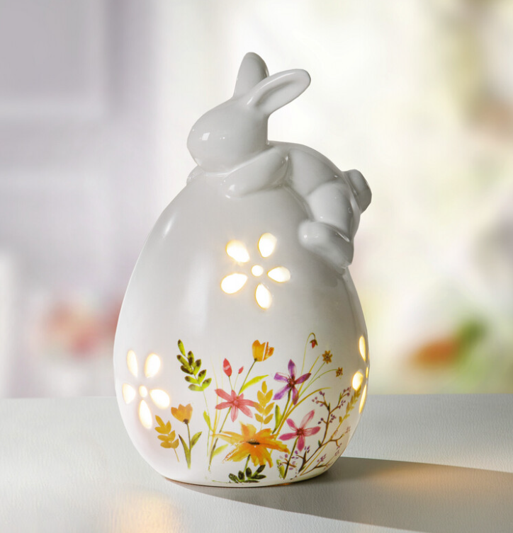 Jarná dekorácia  LED lucerna  porcelánové vajce