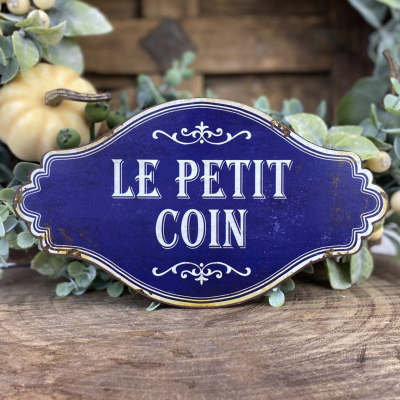 Vintage kovová tabuľka Le Petit Coin  