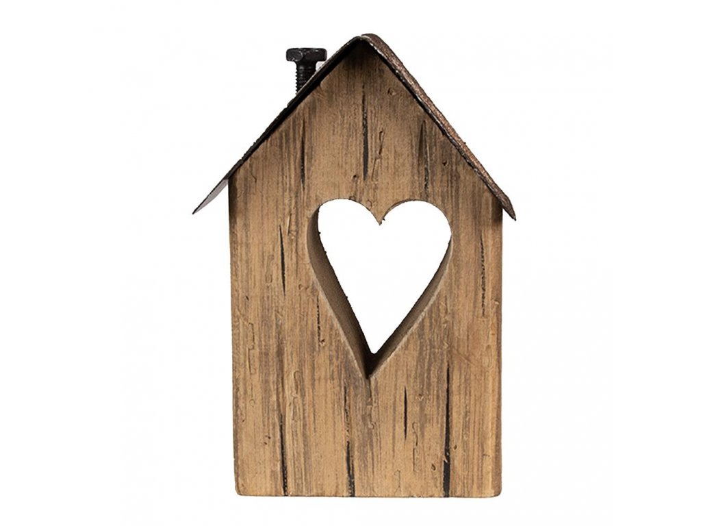 Dekorácia drevený domček so srdiečkom