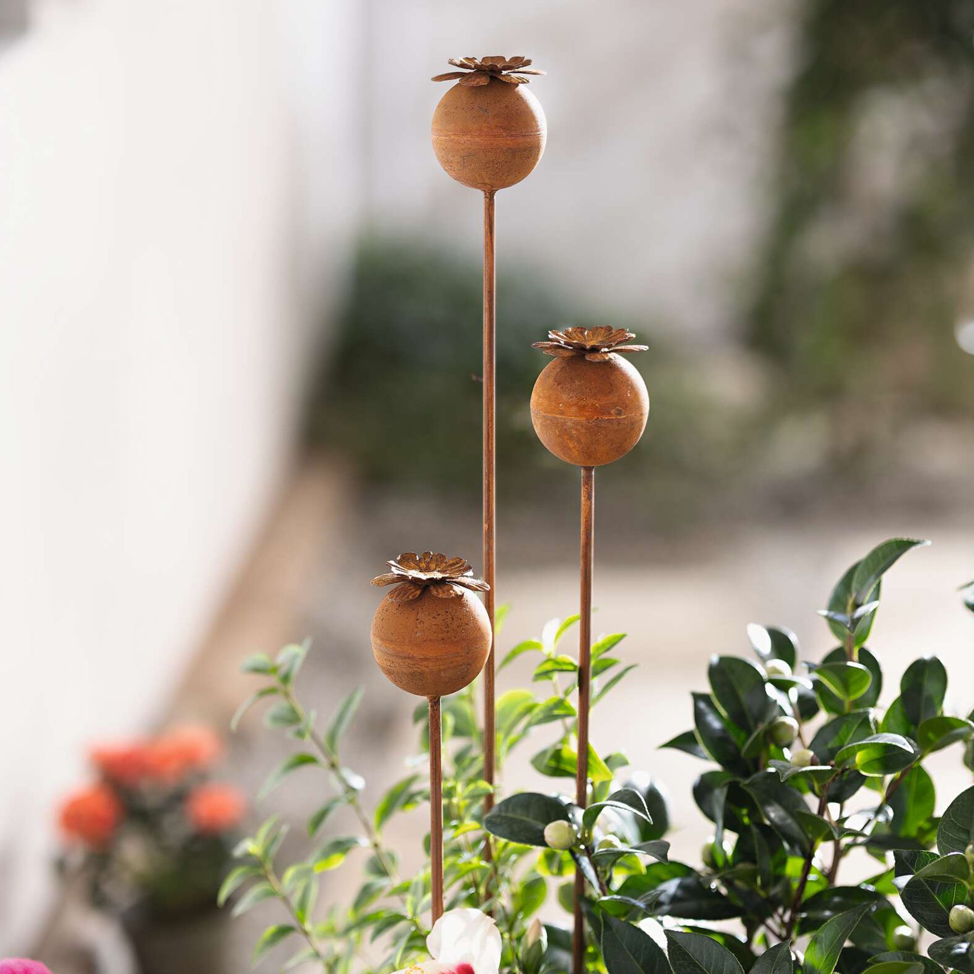 Kovová dekorácia Makovica na zapichnutie, sada 3kusy