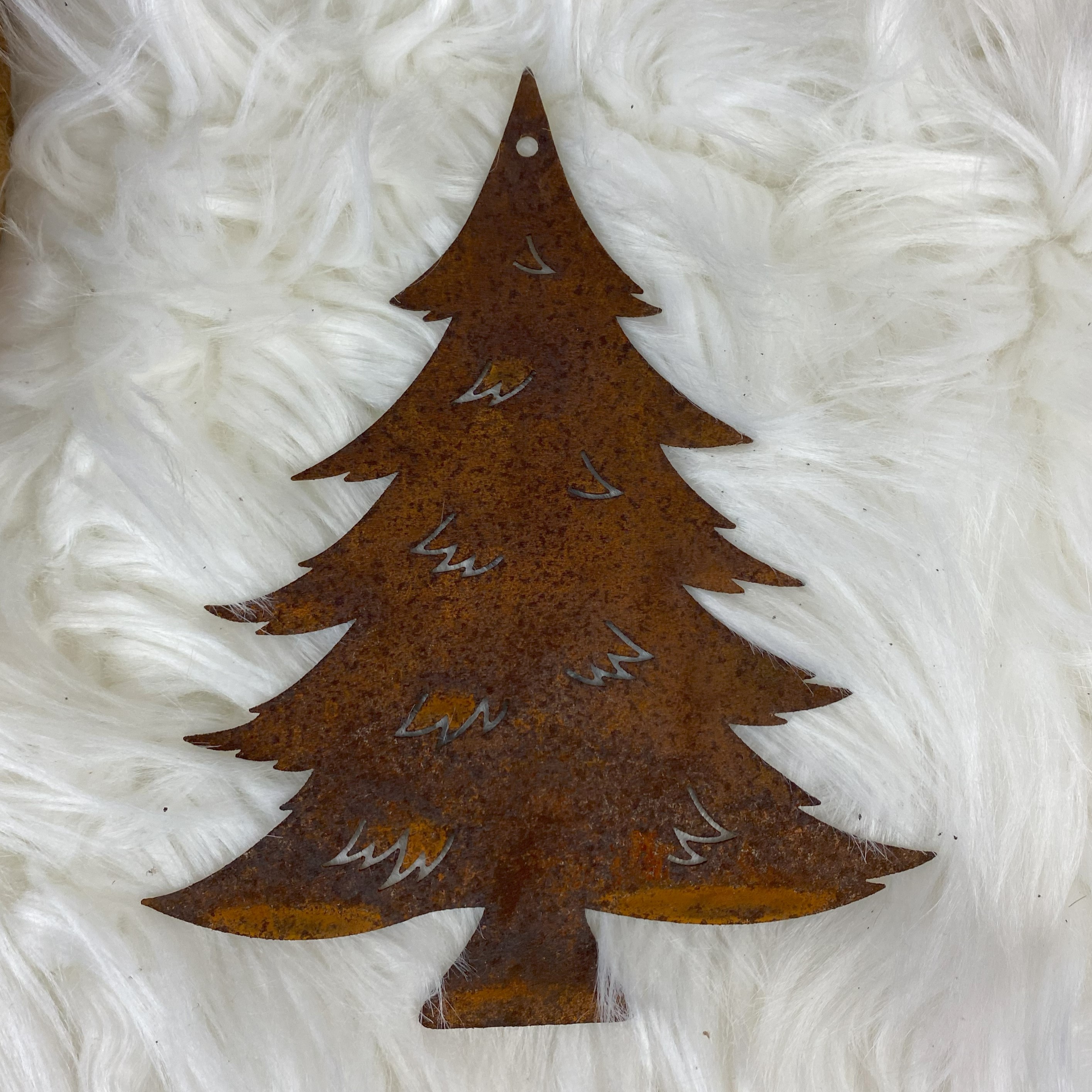 Vintage vianočná ozdoba Stromček, hrdzavá patina  