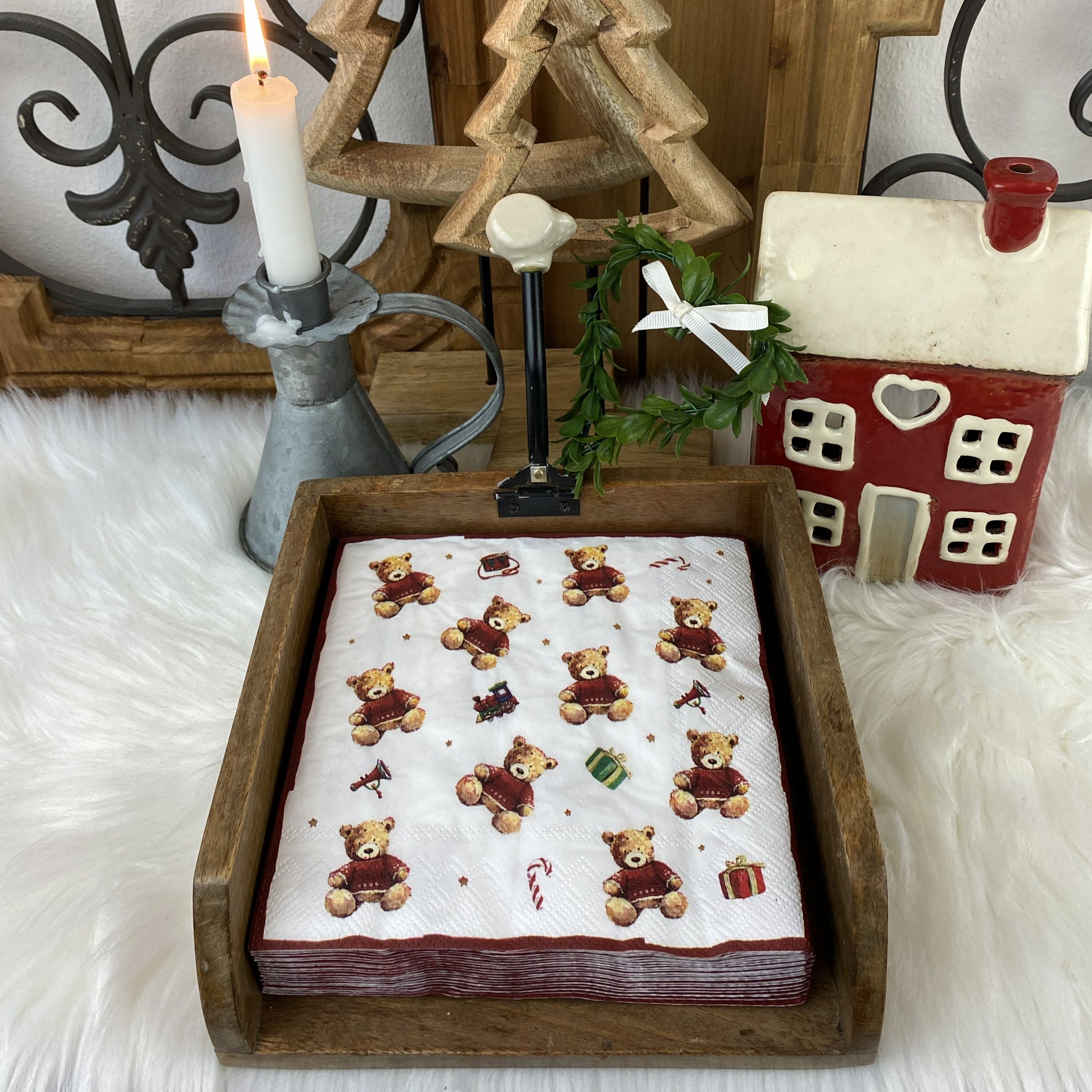 Vianočné servítky Christmas teddy bear, vzor2