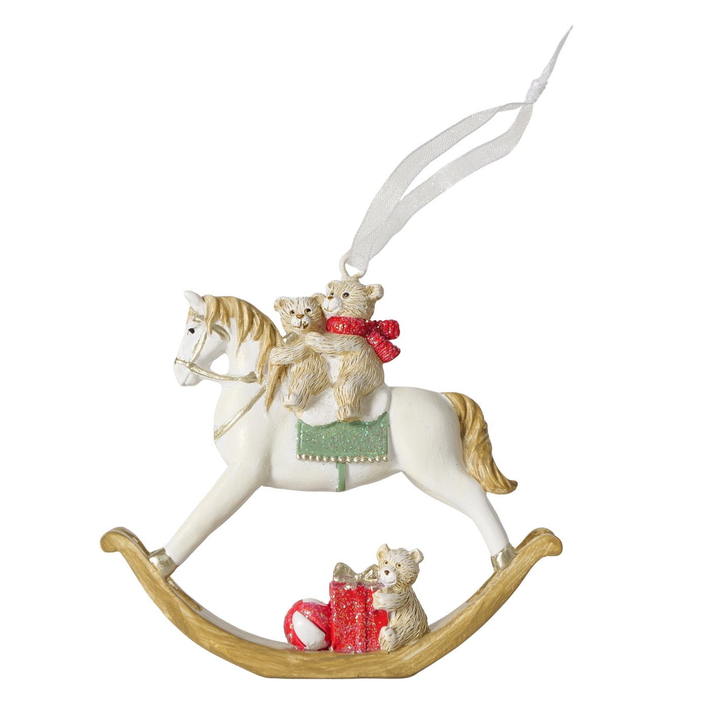 Vianočná dekorácia Hojdací Koník s mackom,  vzor1