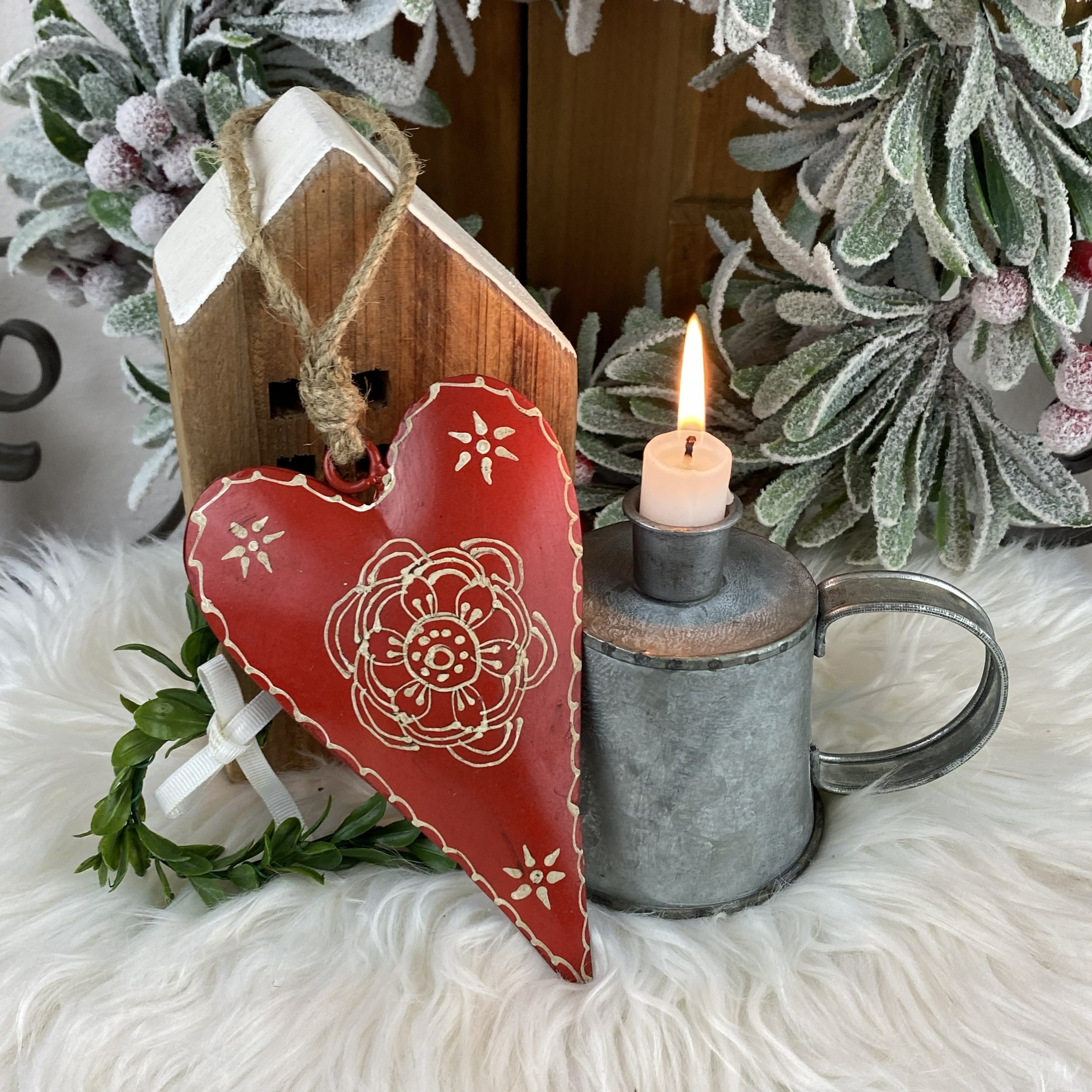 Kovové srdce Rouge Ornament, 14,5cm