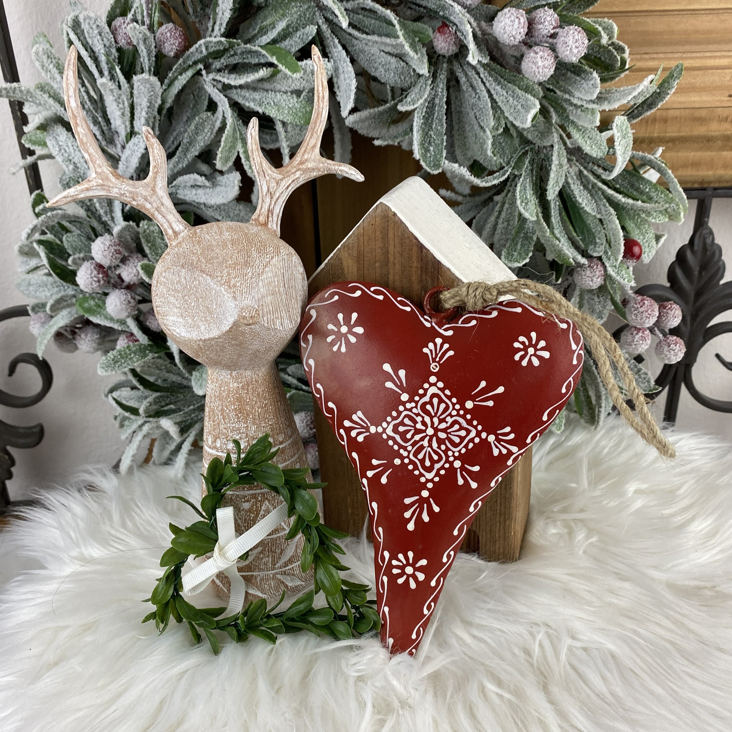 Kovové srdce Rouge Ornament, 17,5cm