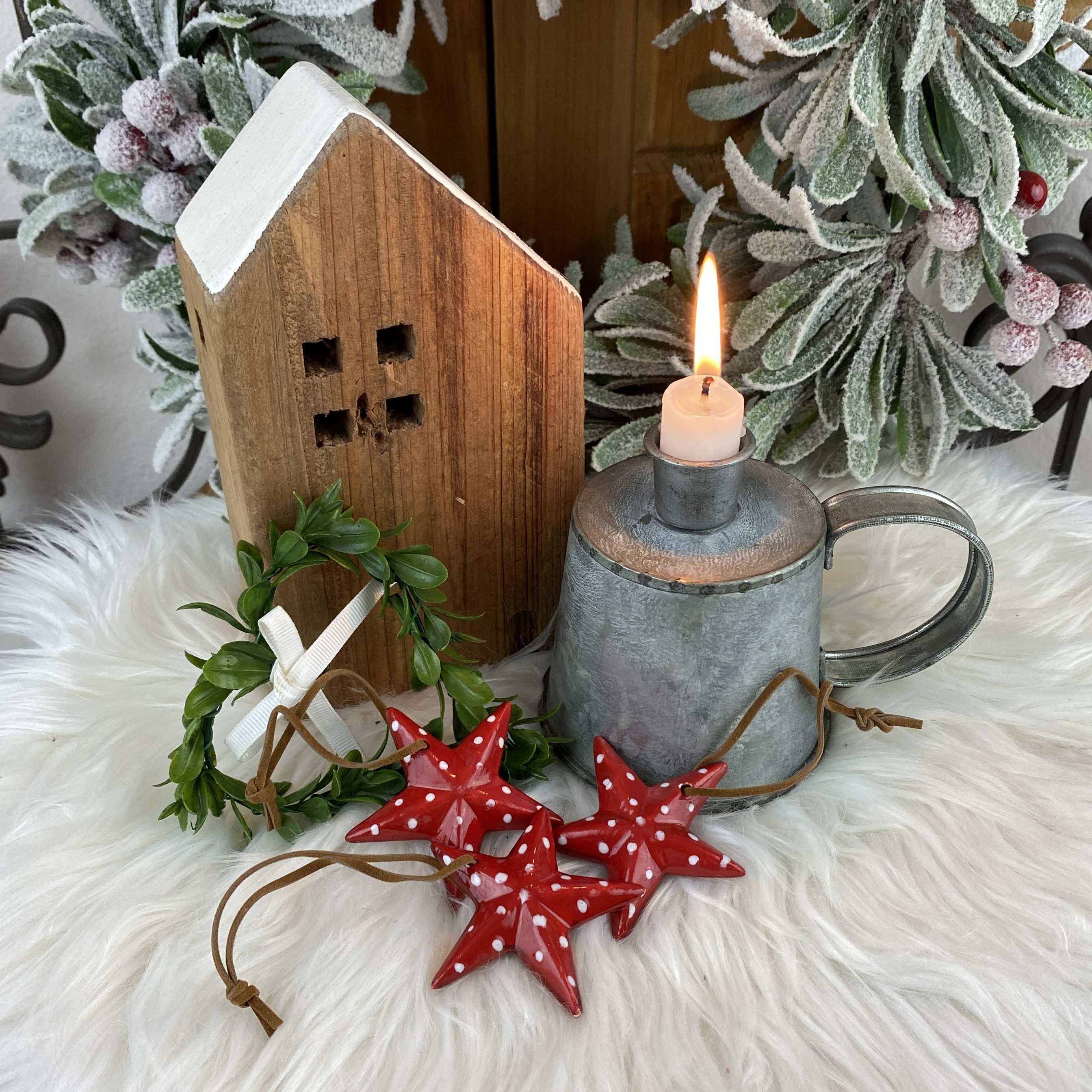 Keramická ozdoba Hviezdička, červená