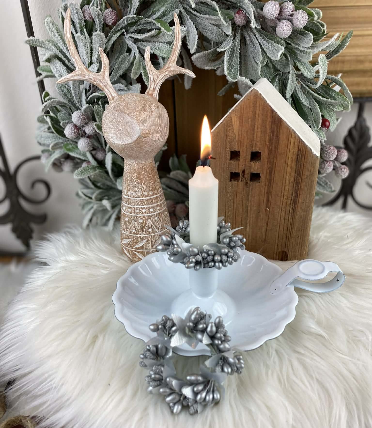 Dekorácia mini venček , silber