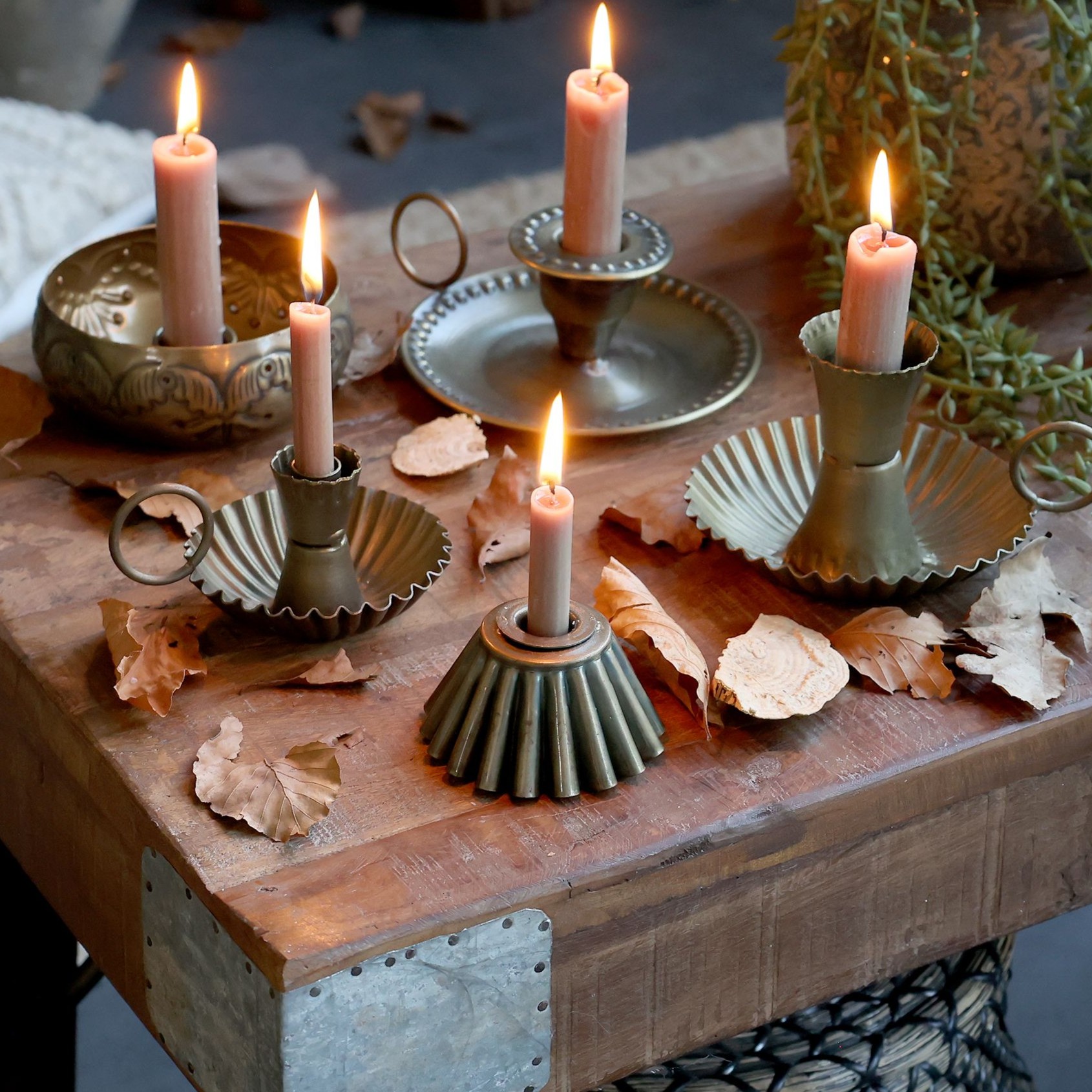 Kovový  svietnik Antique BRASS, 7,5cm