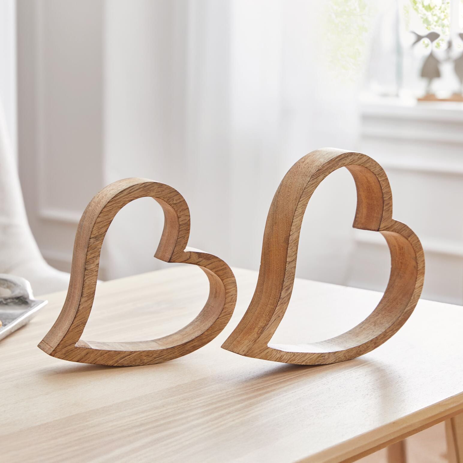 Dekorácia Drevené srdce, sada 2kusy