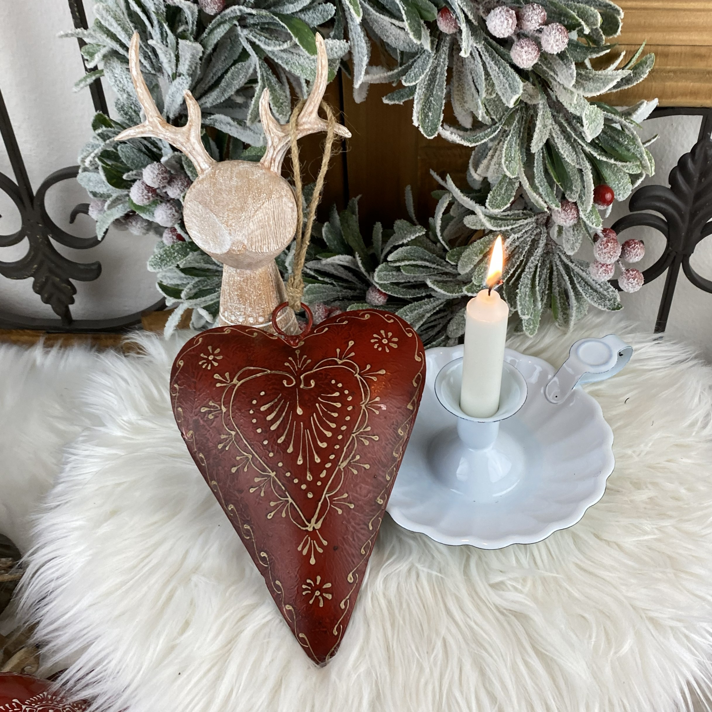 Kovové srdce Rouge Ornament, 20cm