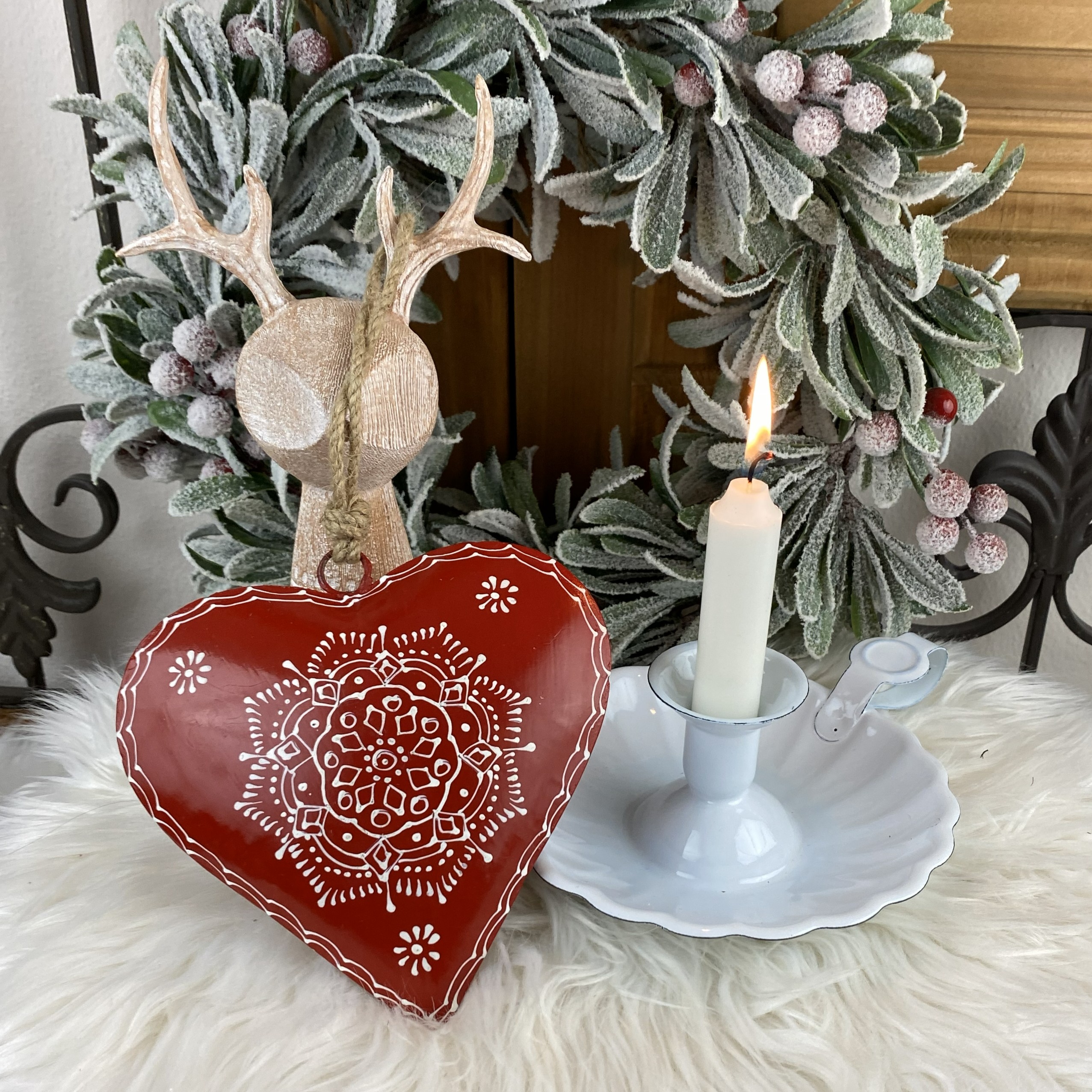 Kovové srdce Rouge Ornament, 16cm