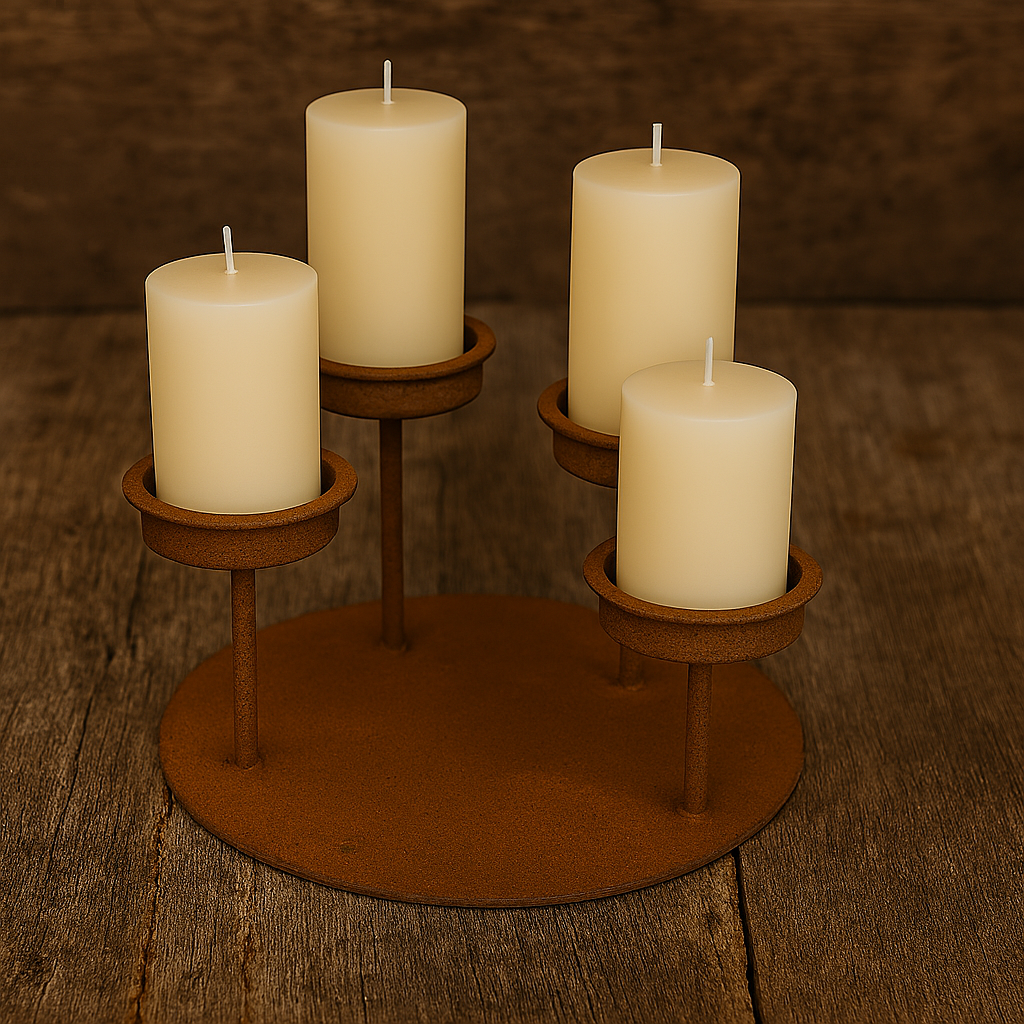 Svietnik Rusty Platy na 4 sviečky, hrdzavá patina