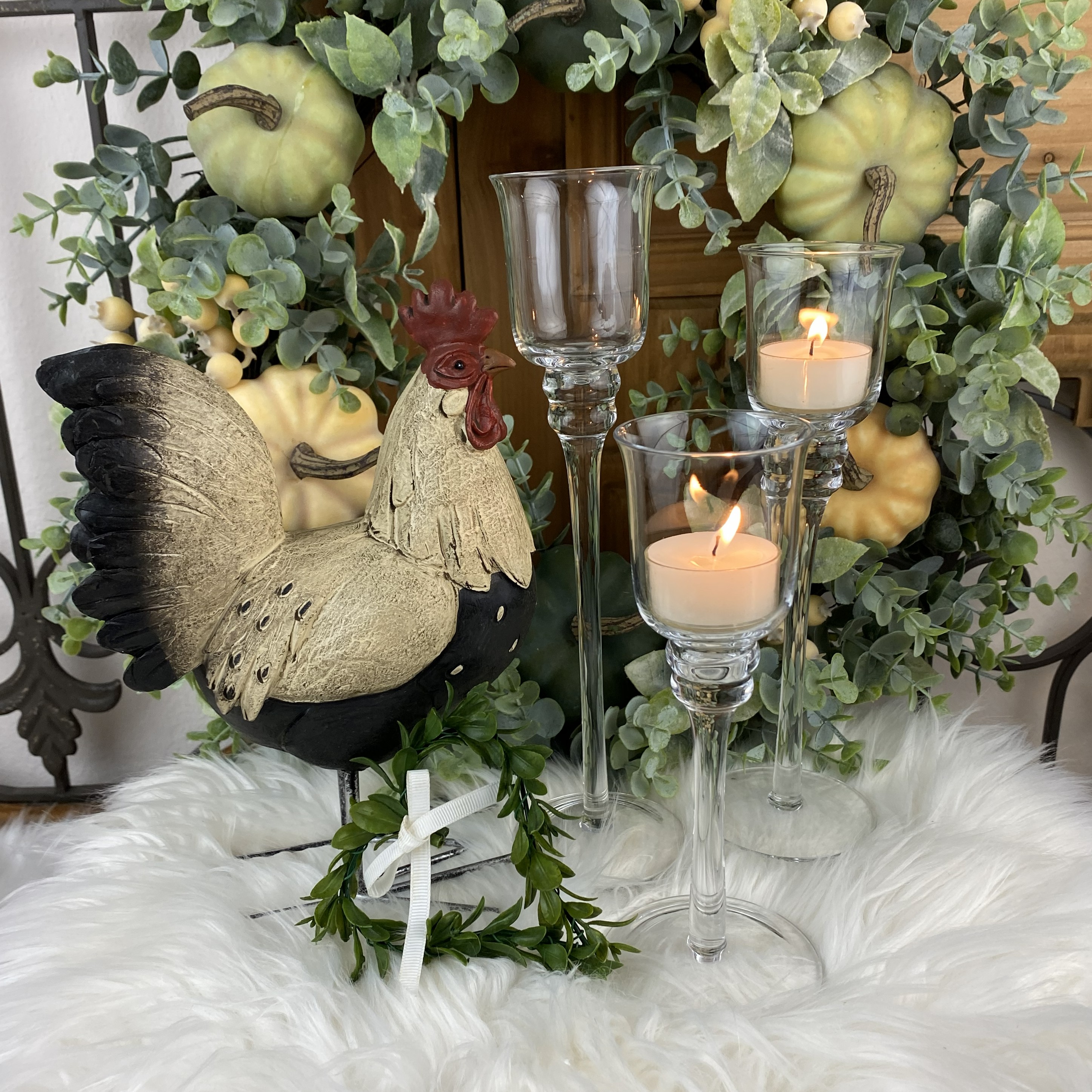 Sklenený svietnik na stopke,  25cm