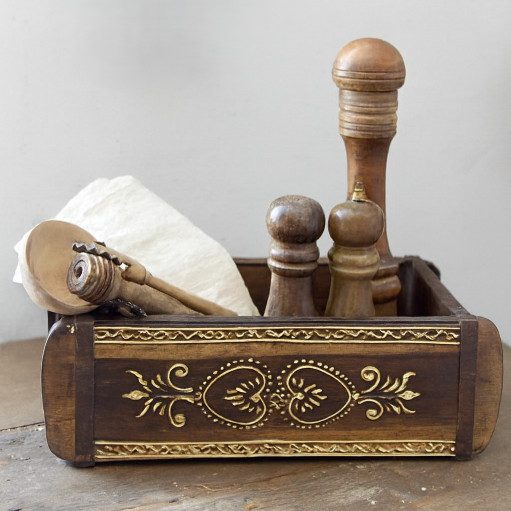 Drevená vintage debnička s ornamentom