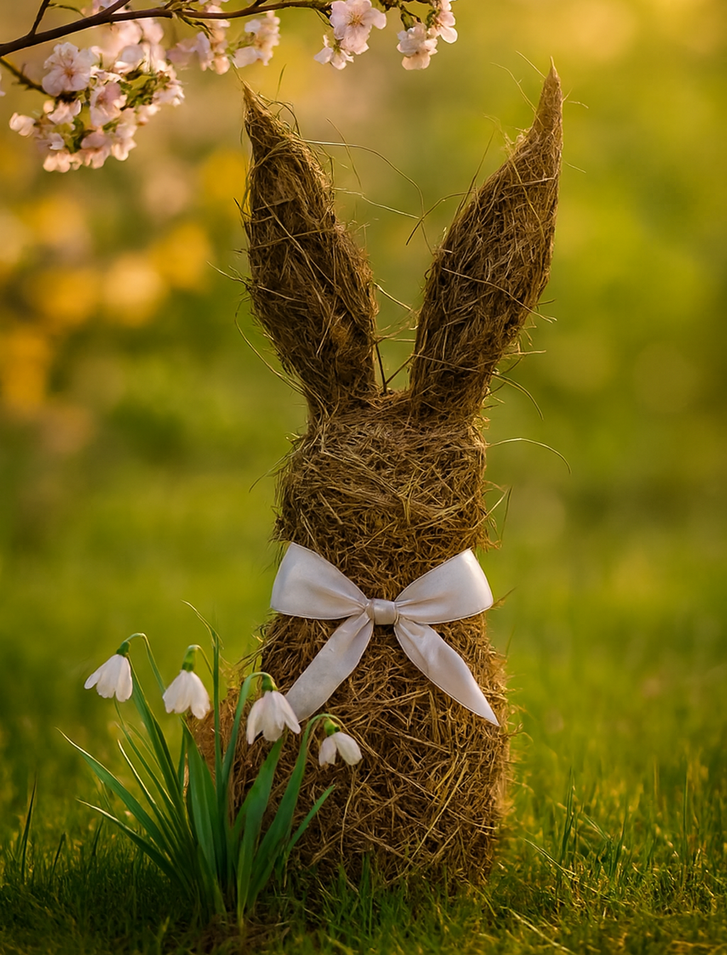 Slamený zajac, 40cm