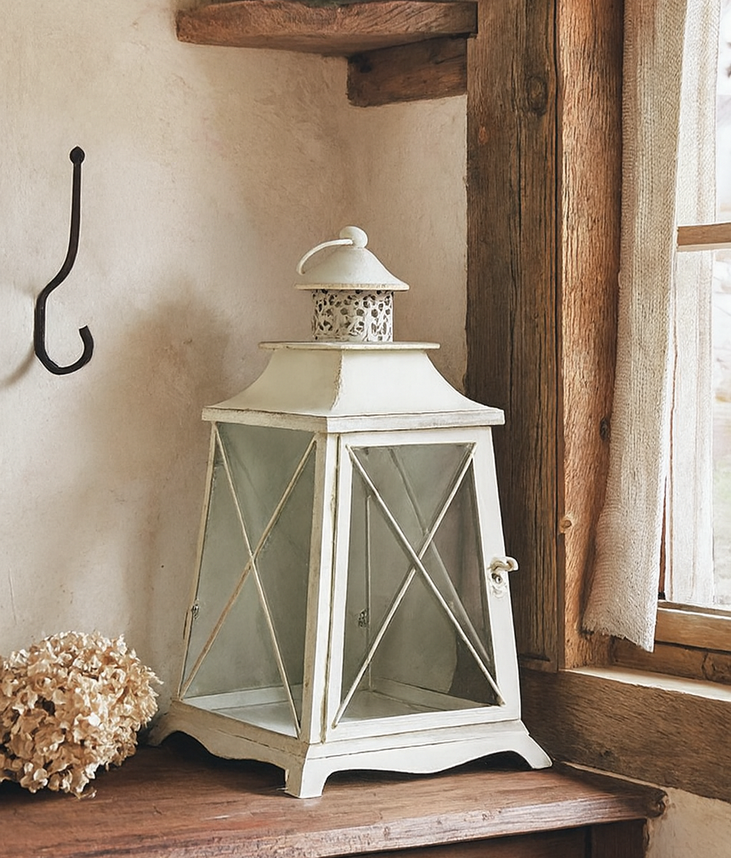 Kovová lucerna LUMETTO Blanc Patine