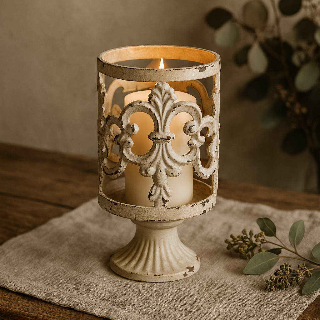 Sklenená lucerna White lily